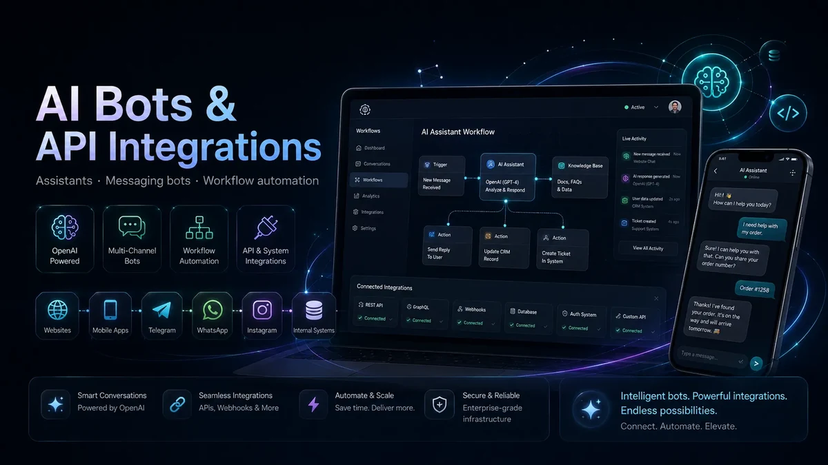 AI bots and API integrations mockup