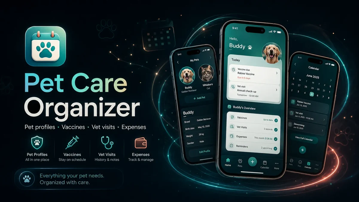Pet Care Organizer mockup