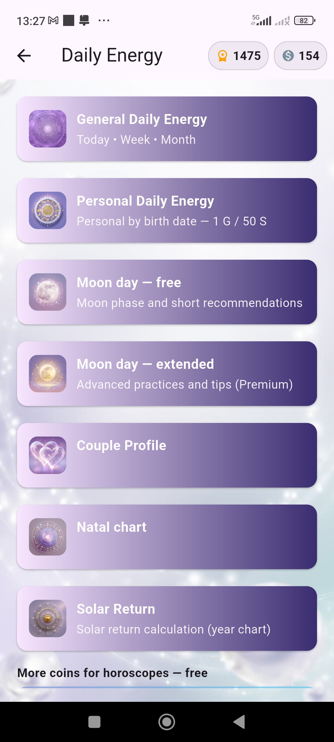 Astera daily energy screen