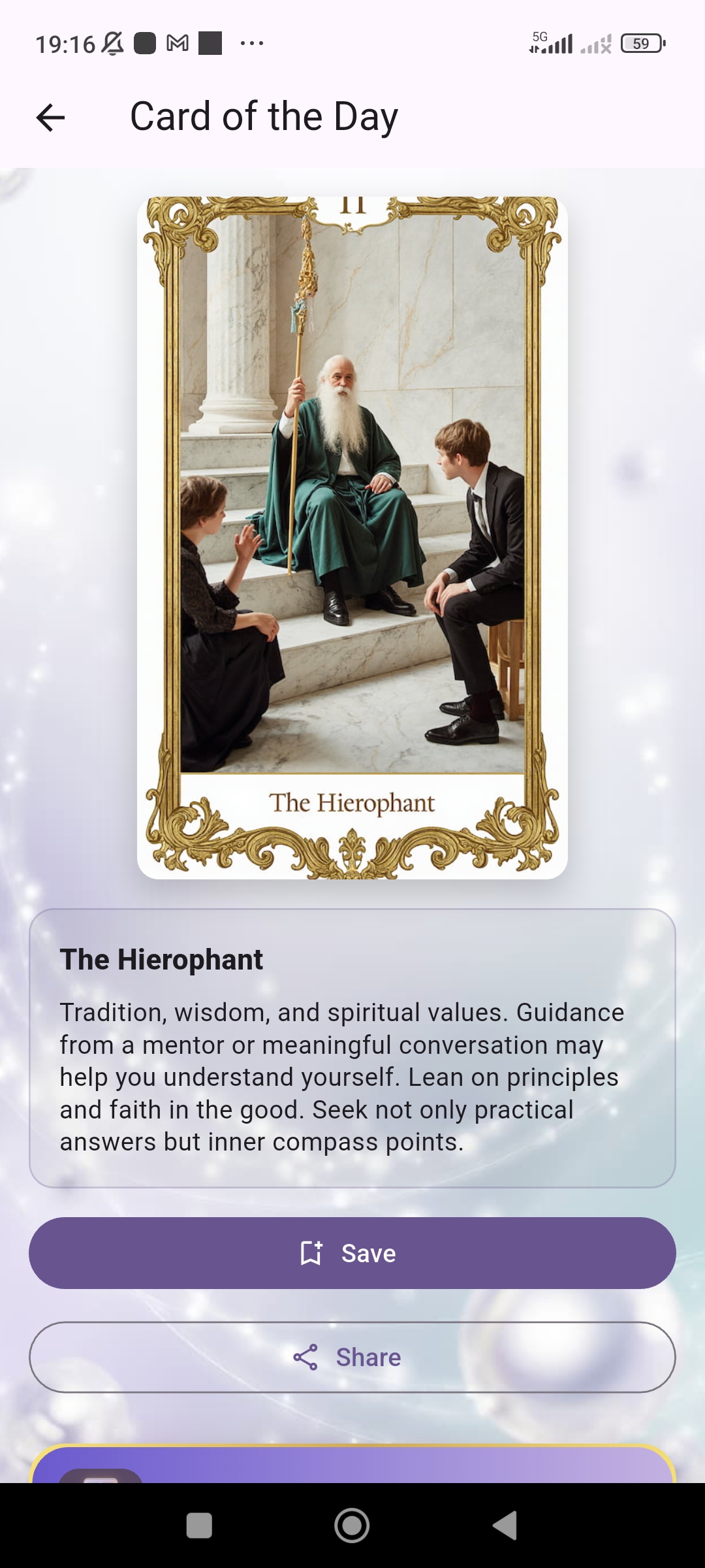 Astera free daily tarot card result