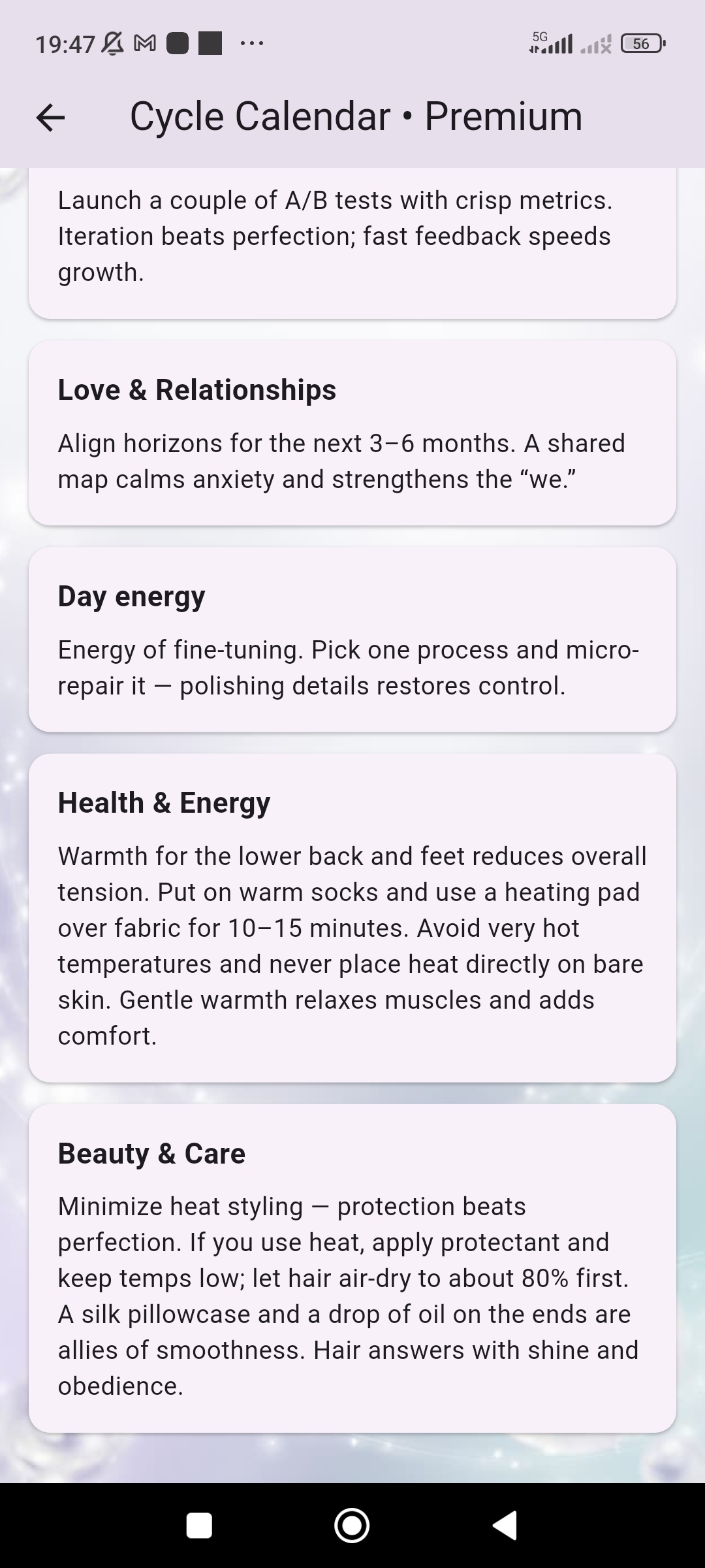 Astera premium moon calendar more guidance blocks
