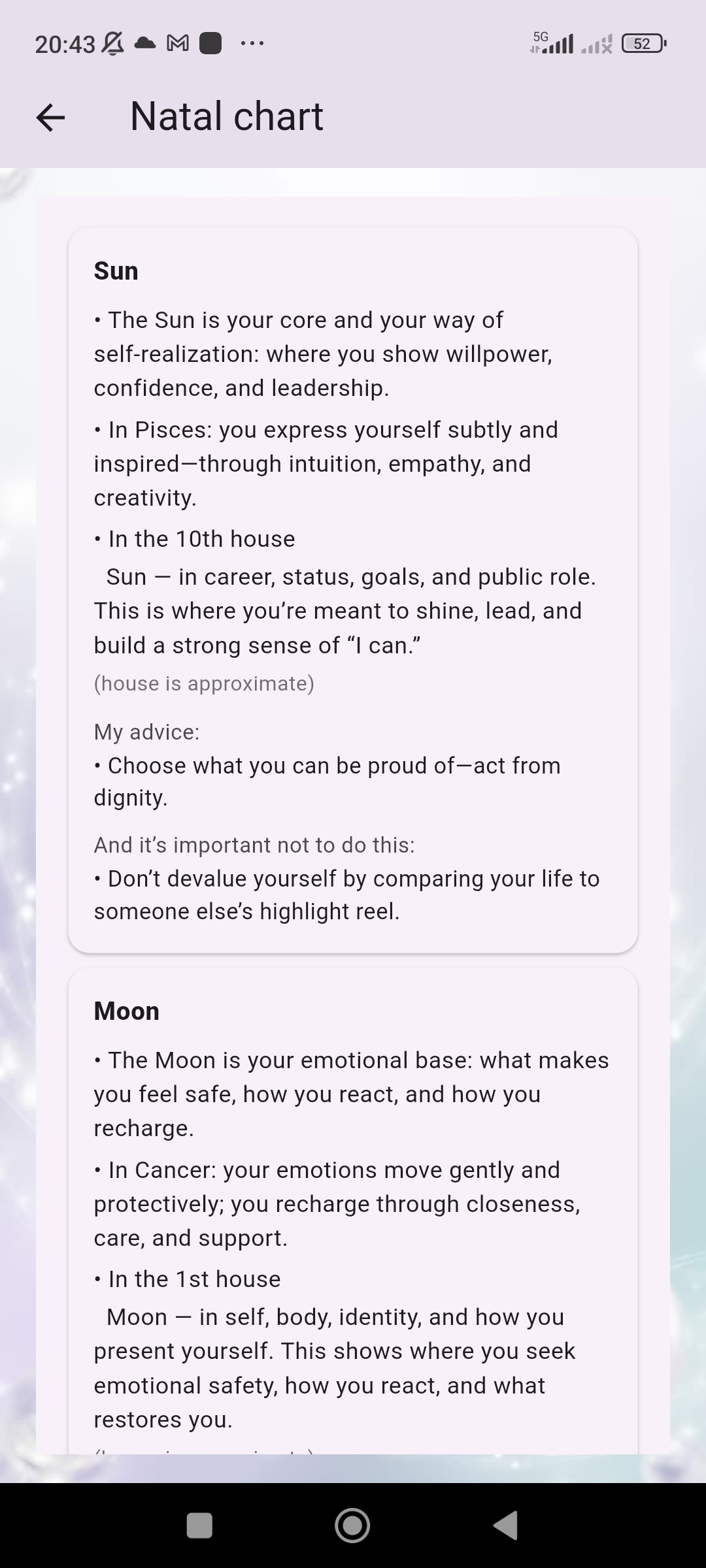 Astera full natal chart planets interpretation