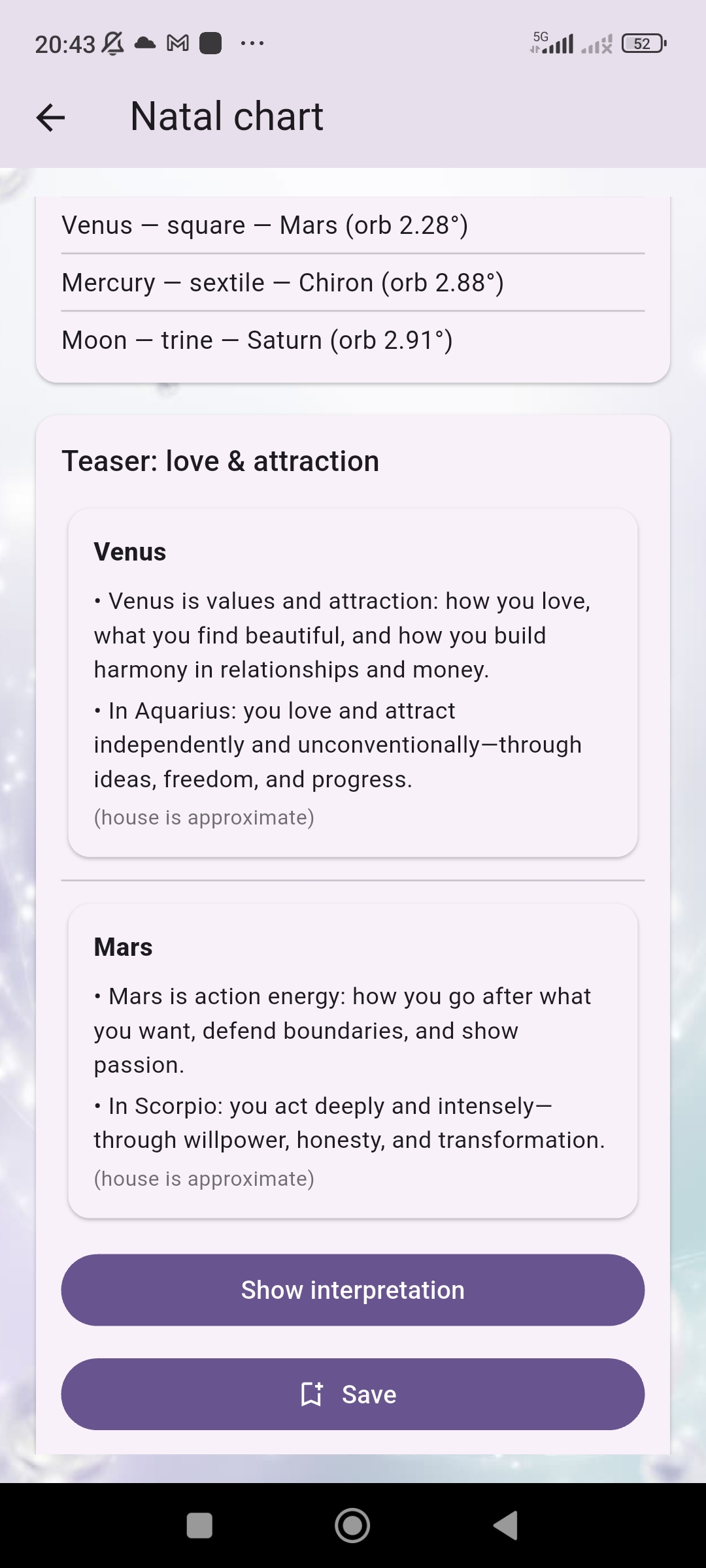 Astera natal chart teaser for deeper interpretation