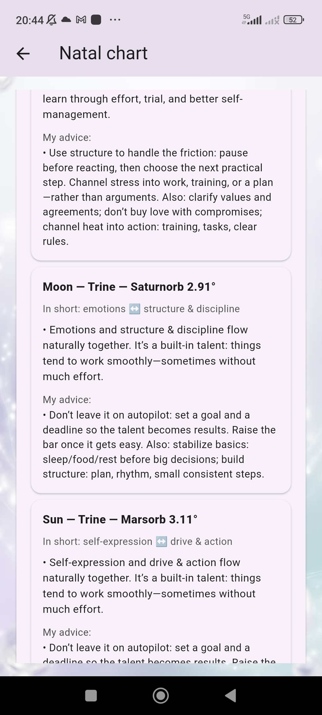Astera natal chart more aspects interpretation