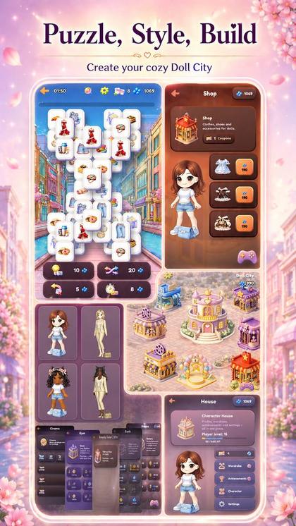 Doll City — puzzle, styling and city building overview