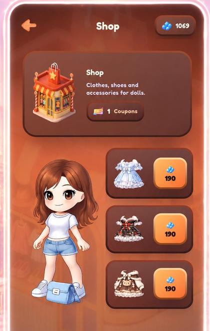 Dress Up Your Doll shop screen